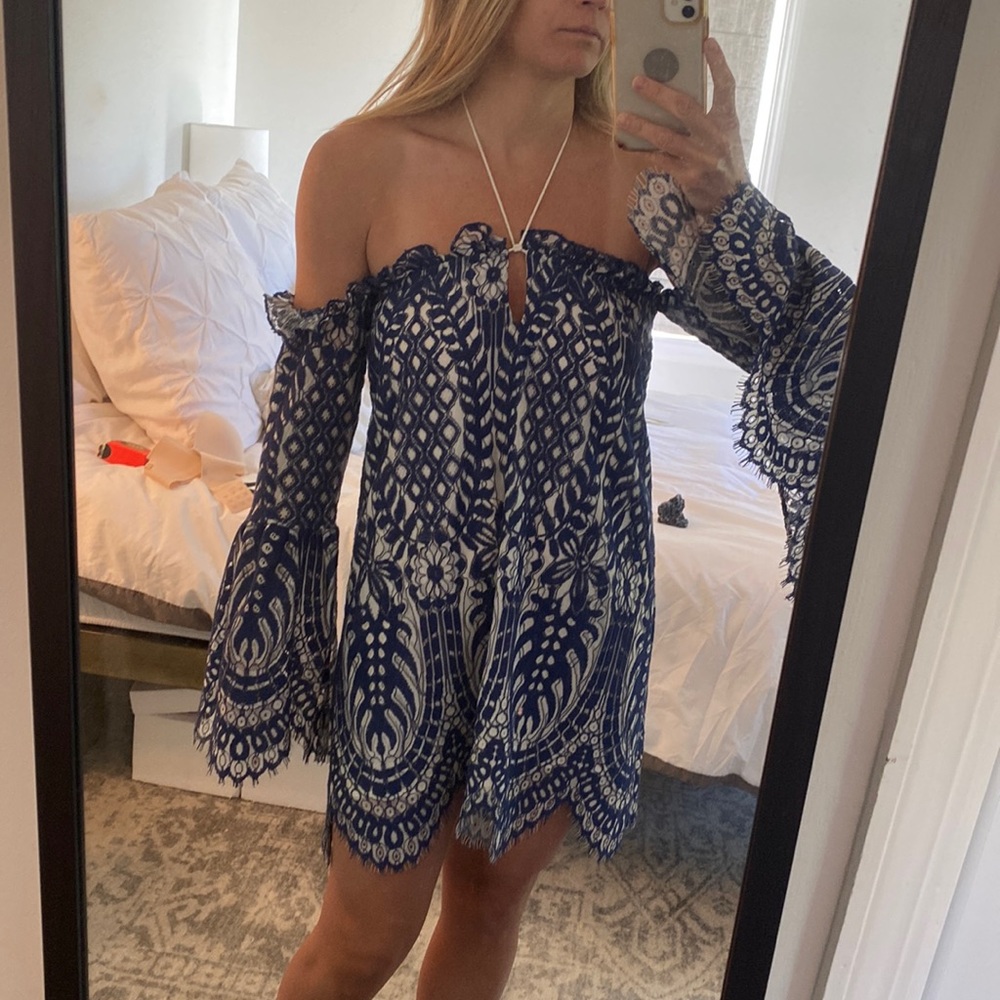 Red Carter Deidra off the shoulder dress